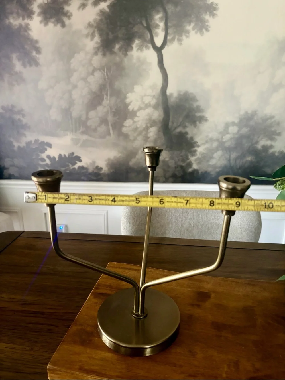 Hearth & Hand with Magnolia 3-Tier Metal Taper Candelabra Antique Brass 9.5